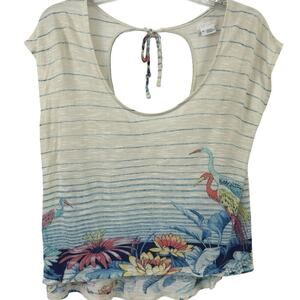 Urban Outfitters Tropical Bird Print Boho Keyhole Back Top Size M